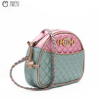 Green and Pink Zumi Quilted Shoulder Bag