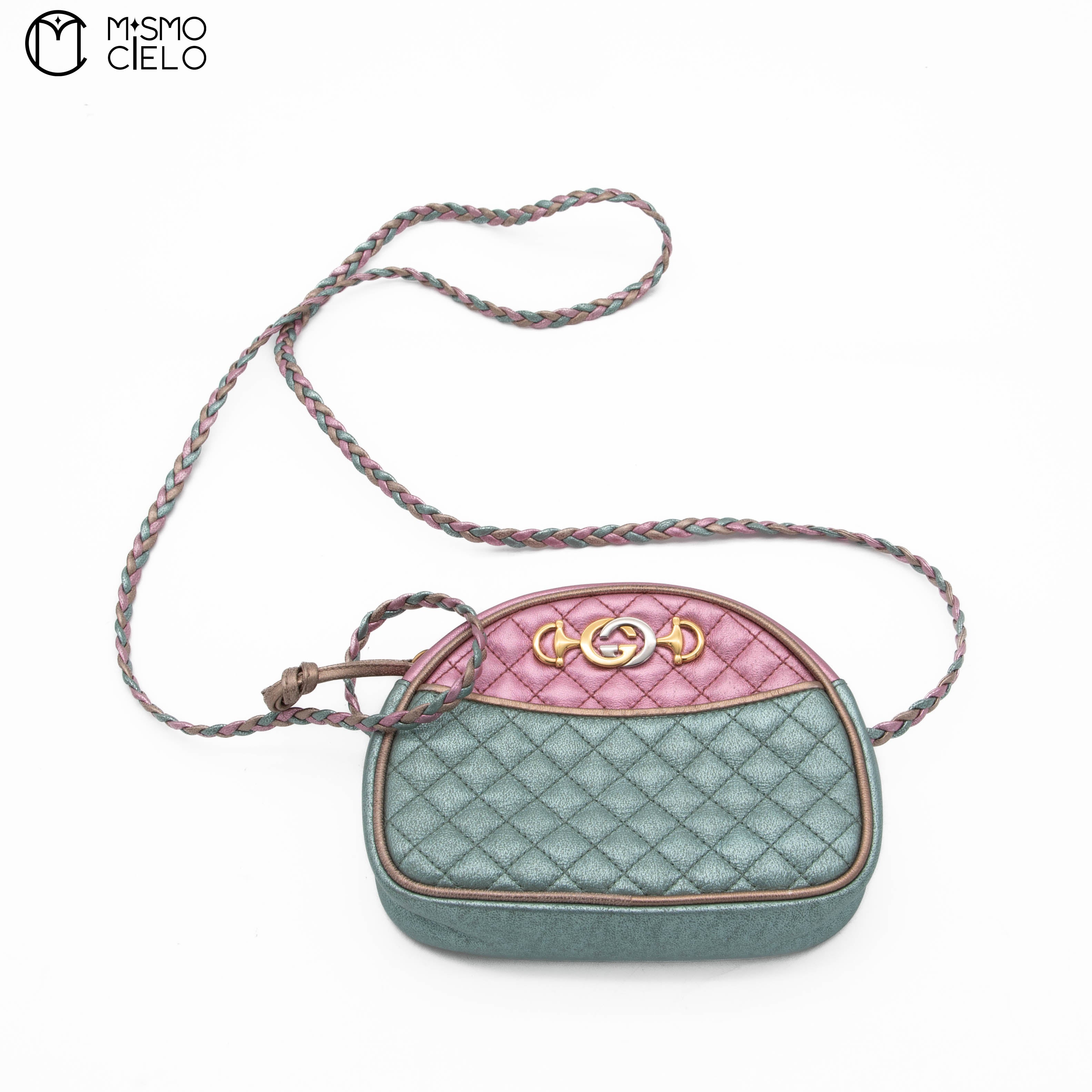 Green and Pink Zumi Quilted Shoulder Bag
