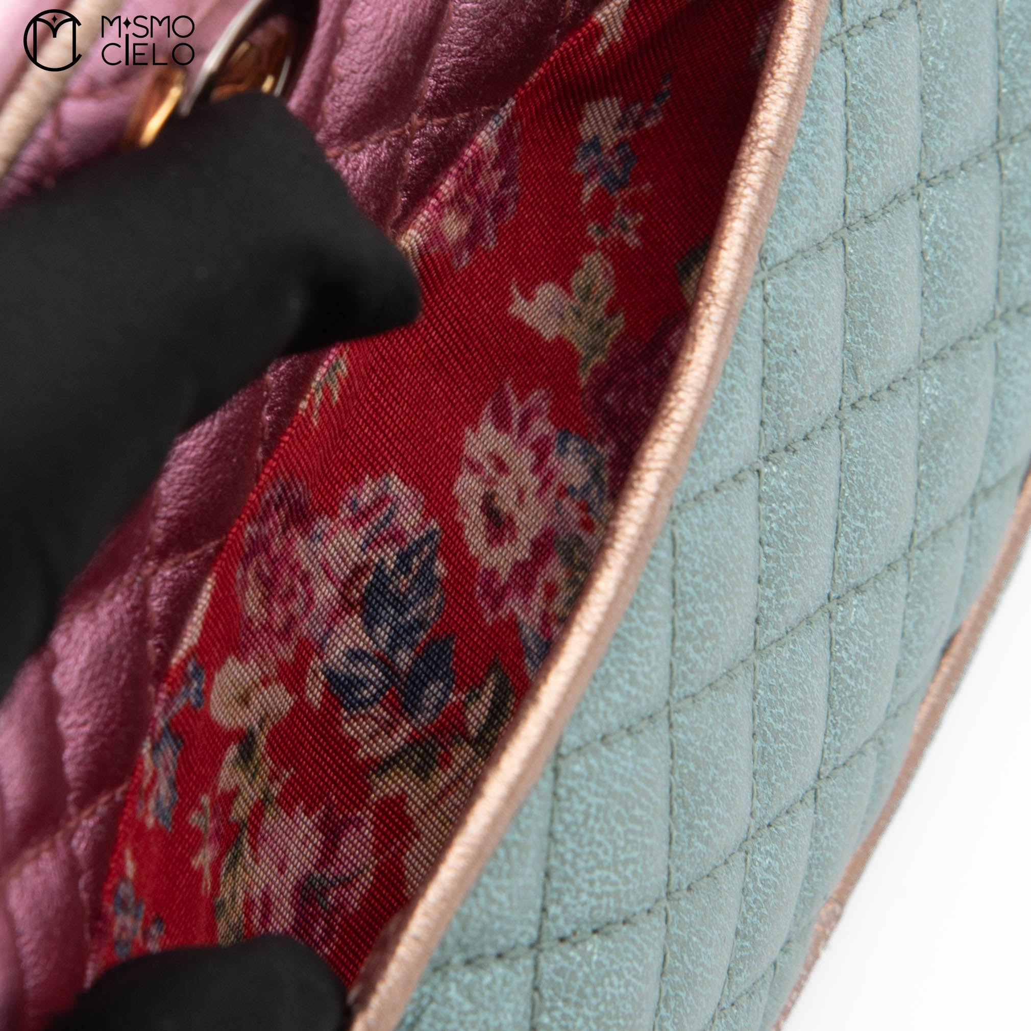 Green and Pink Zumi Quilted Shoulder Bag