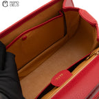 Red Turn lock Vintage Bamboo Handbag with Mirror