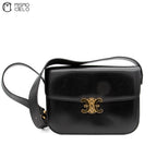 Black Triomphe Box Calfskin Shoulder Bag