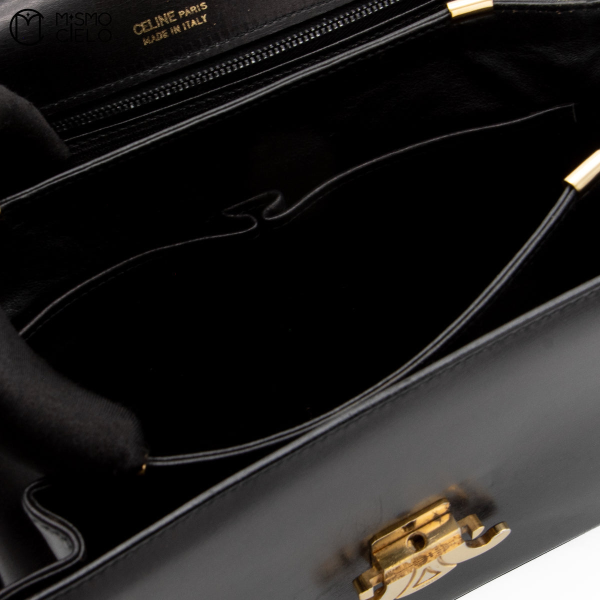 Black Triomphe Box Calfskin Shoulder Bag