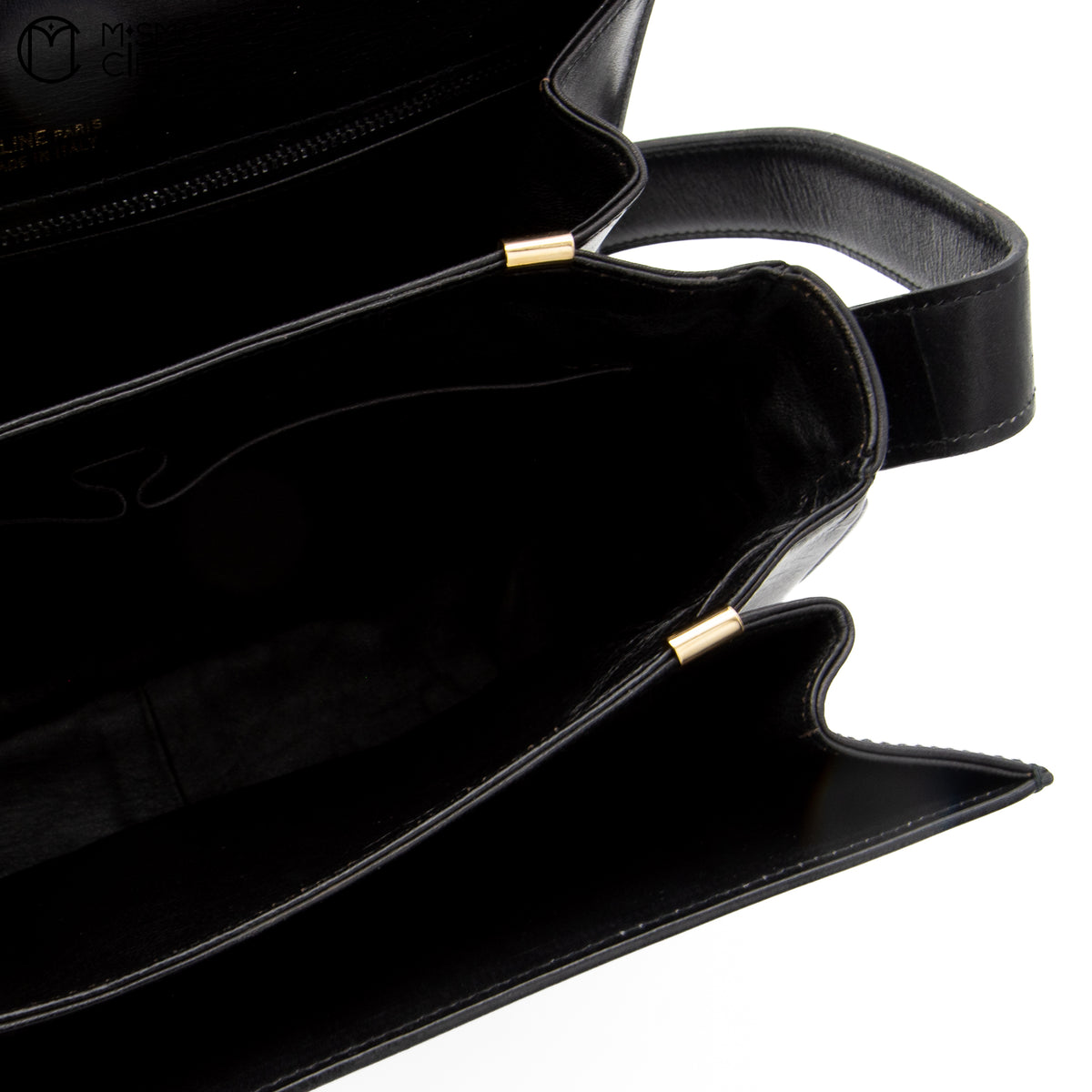 Black Triomphe Box Calfskin Shoulder Bag