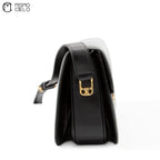 Black Triomphe Box Calfskin Shoulder Bag