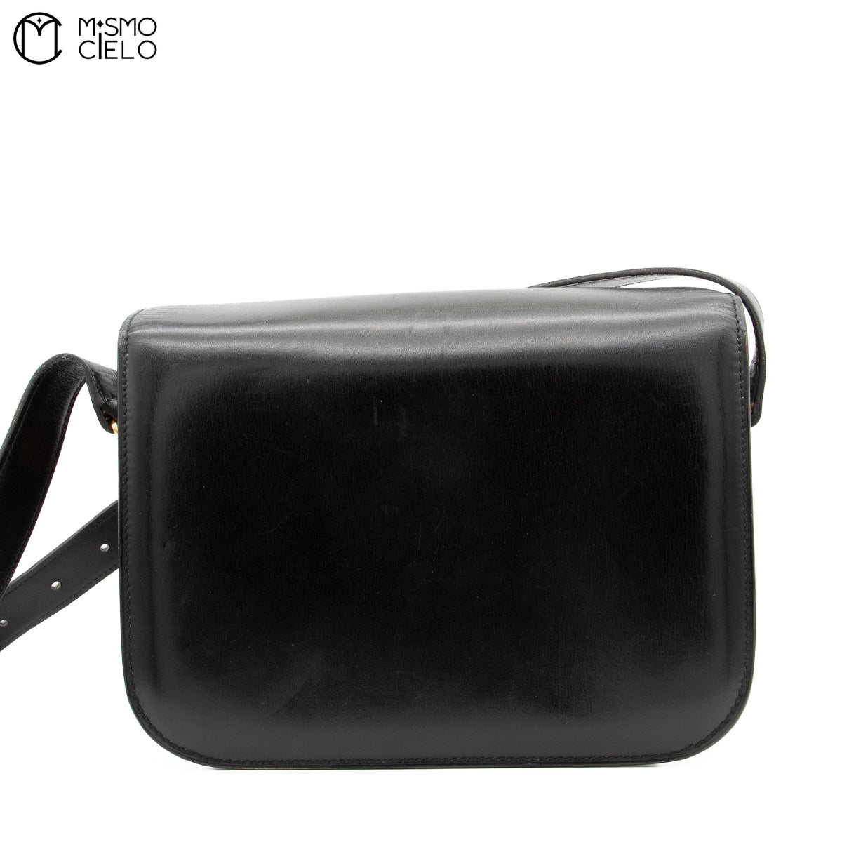 Black Triomphe Box Calfskin Shoulder Bag