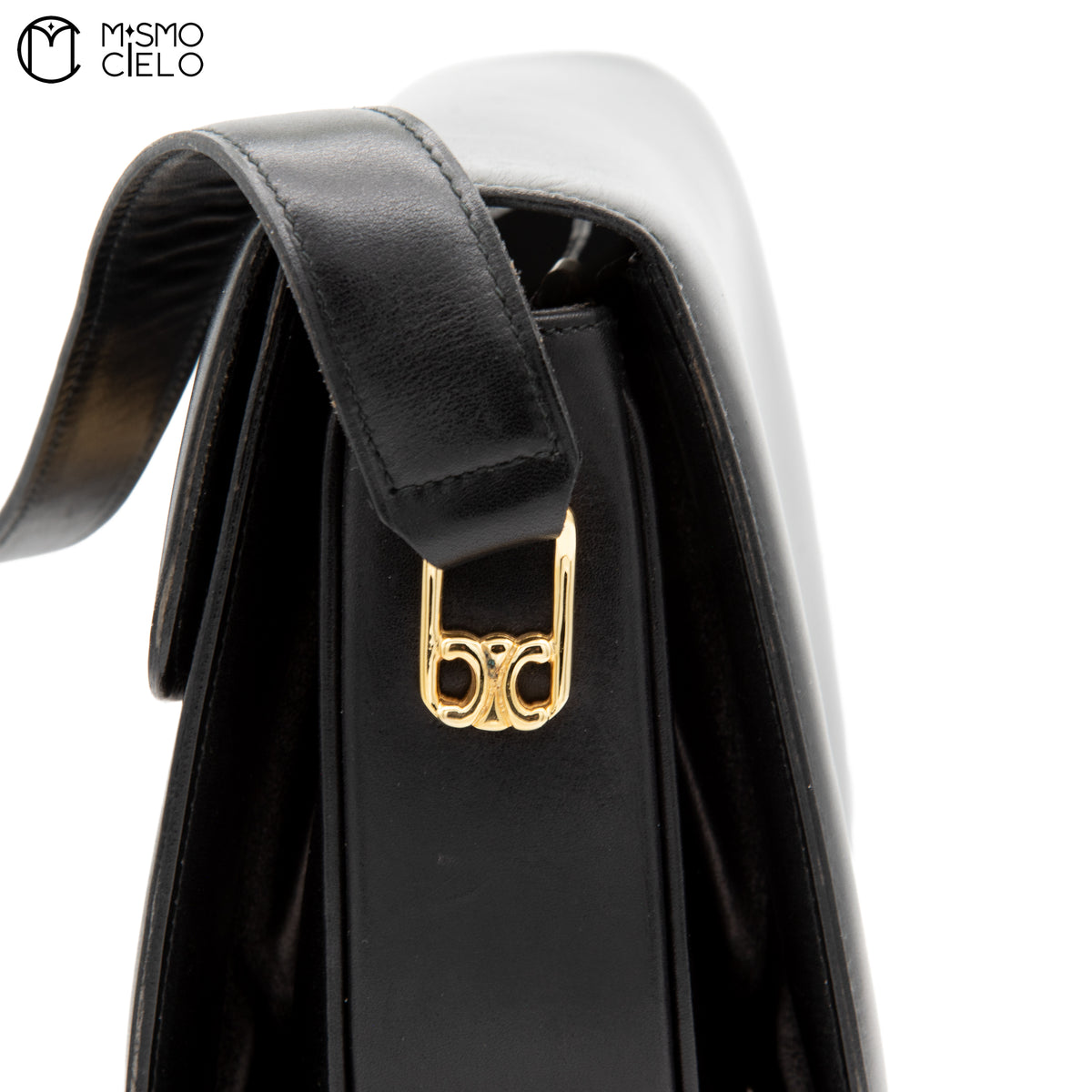 Black Triomphe Box Calfskin Shoulder Bag