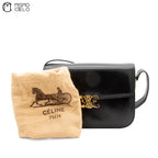 Black Triomphe Box Calfskin Shoulder Bag