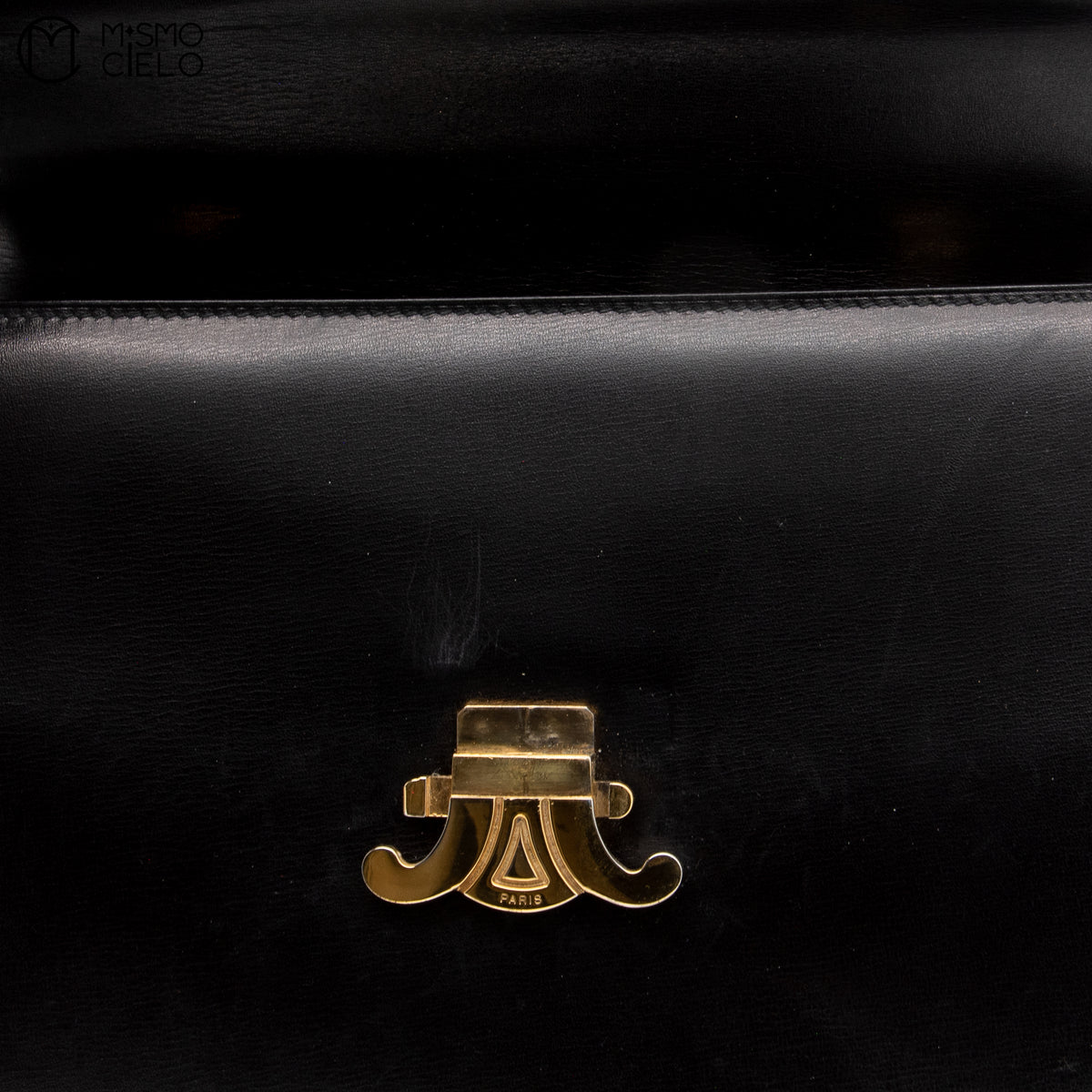 Black Triomphe Box Calfskin Shoulder Bag