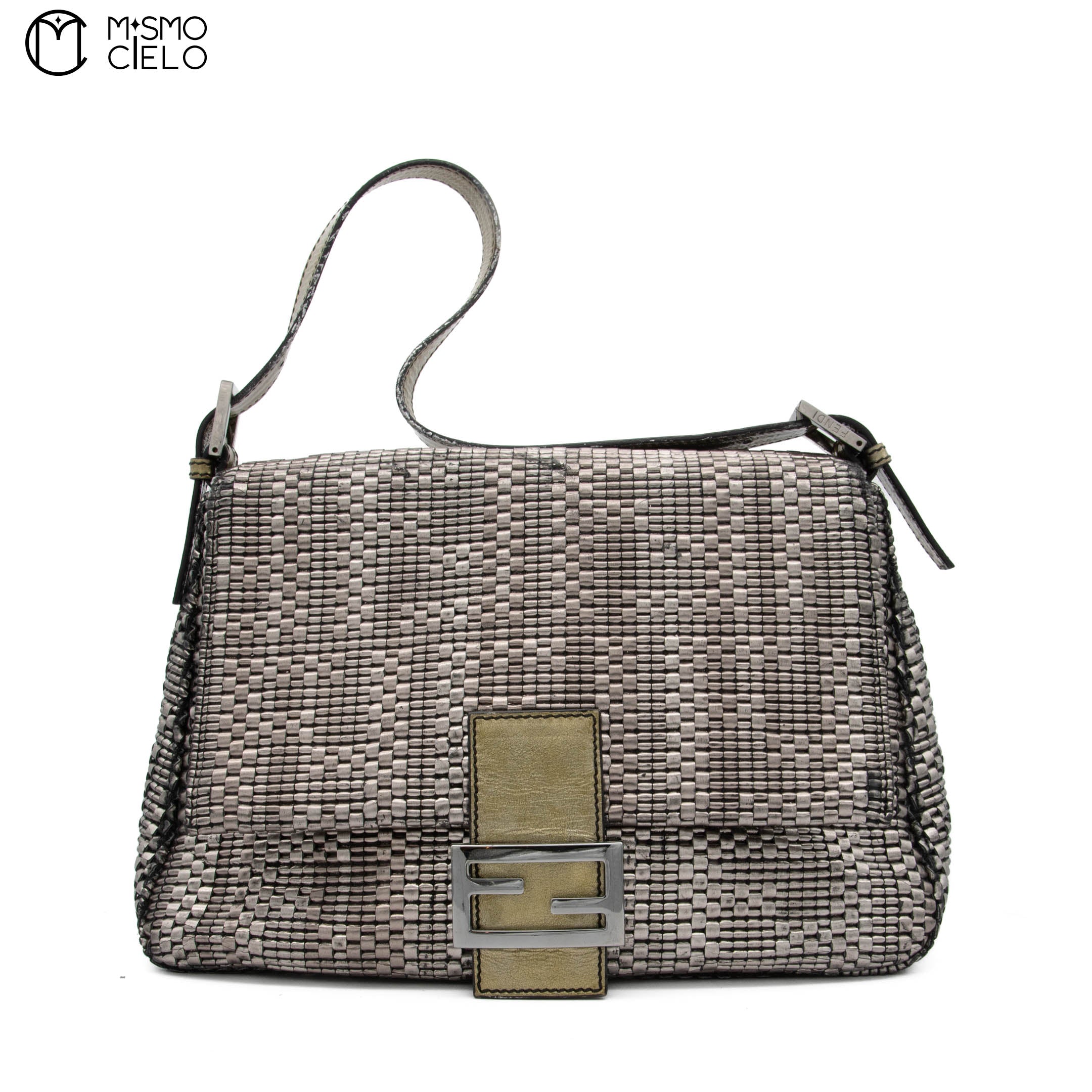 Silver Large Mamma Forever Woven Hand Bag