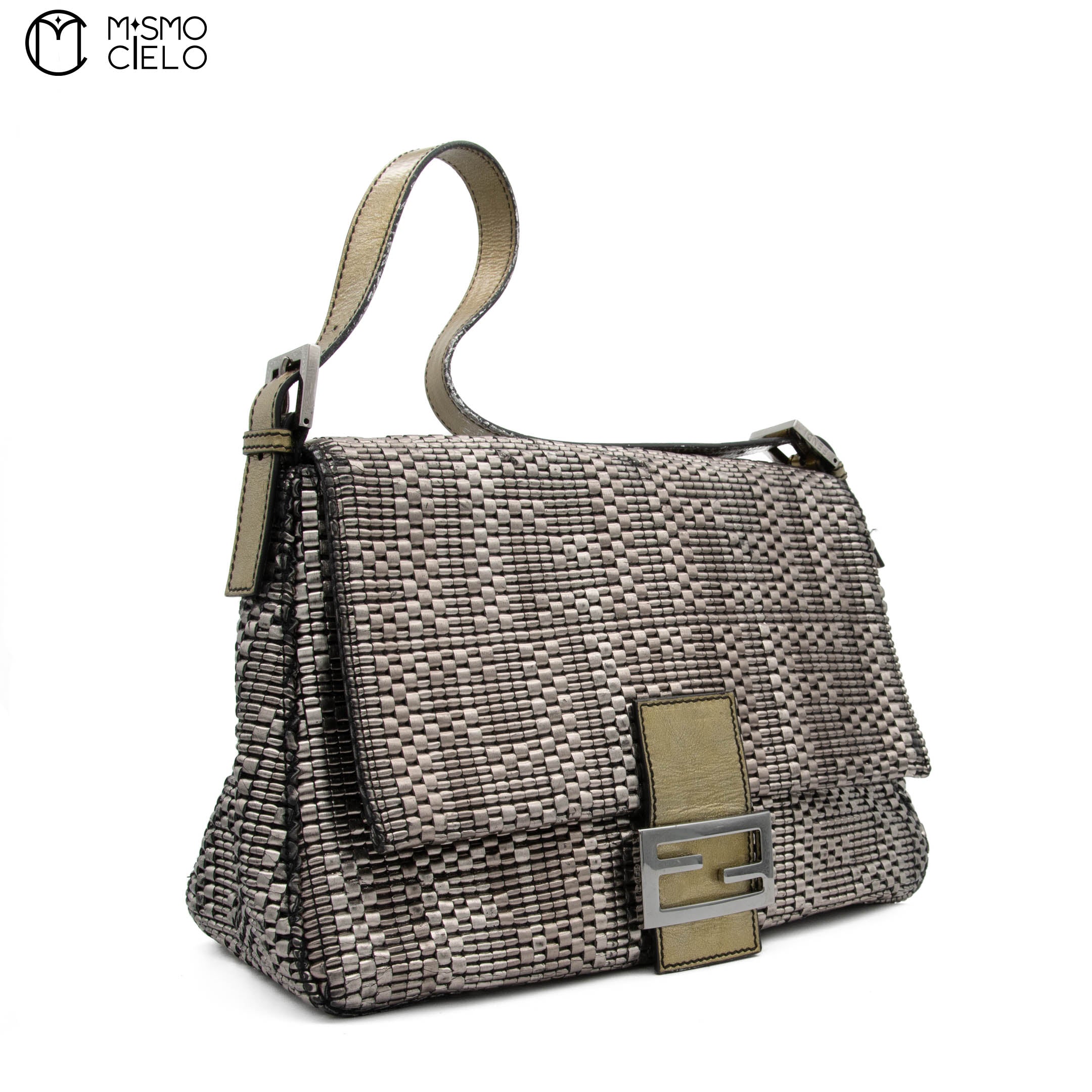 Silver Large Mamma Forever Woven Hand Bag