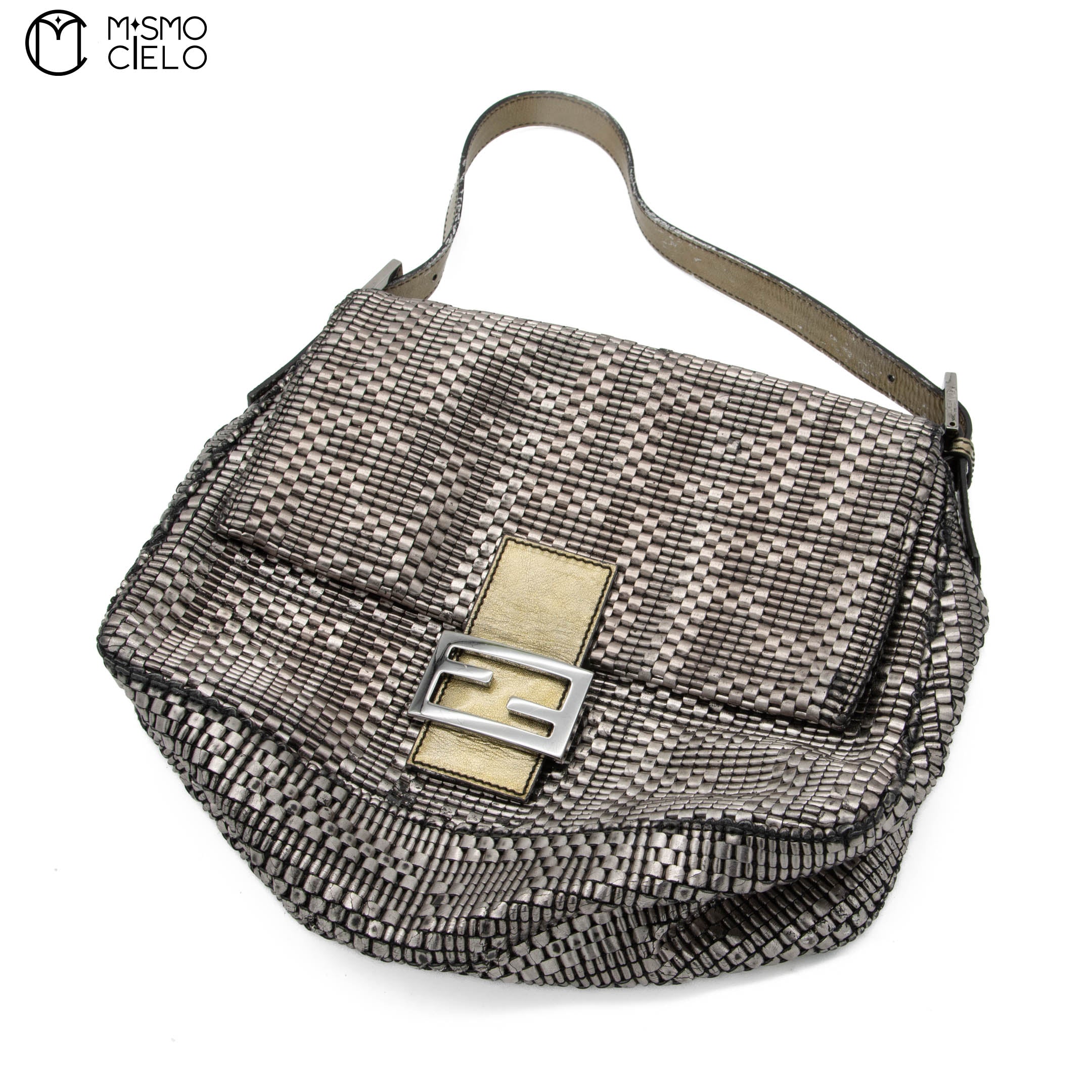 Silver Large Mamma Forever Woven Hand Bag