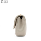 White Lulu Leather V-Stitch Chain Shoulder