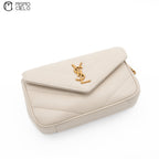 White Lulu Leather V-Stitch Chain Shoulder