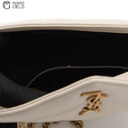 White Lulu Leather V-Stitch Chain Shoulder