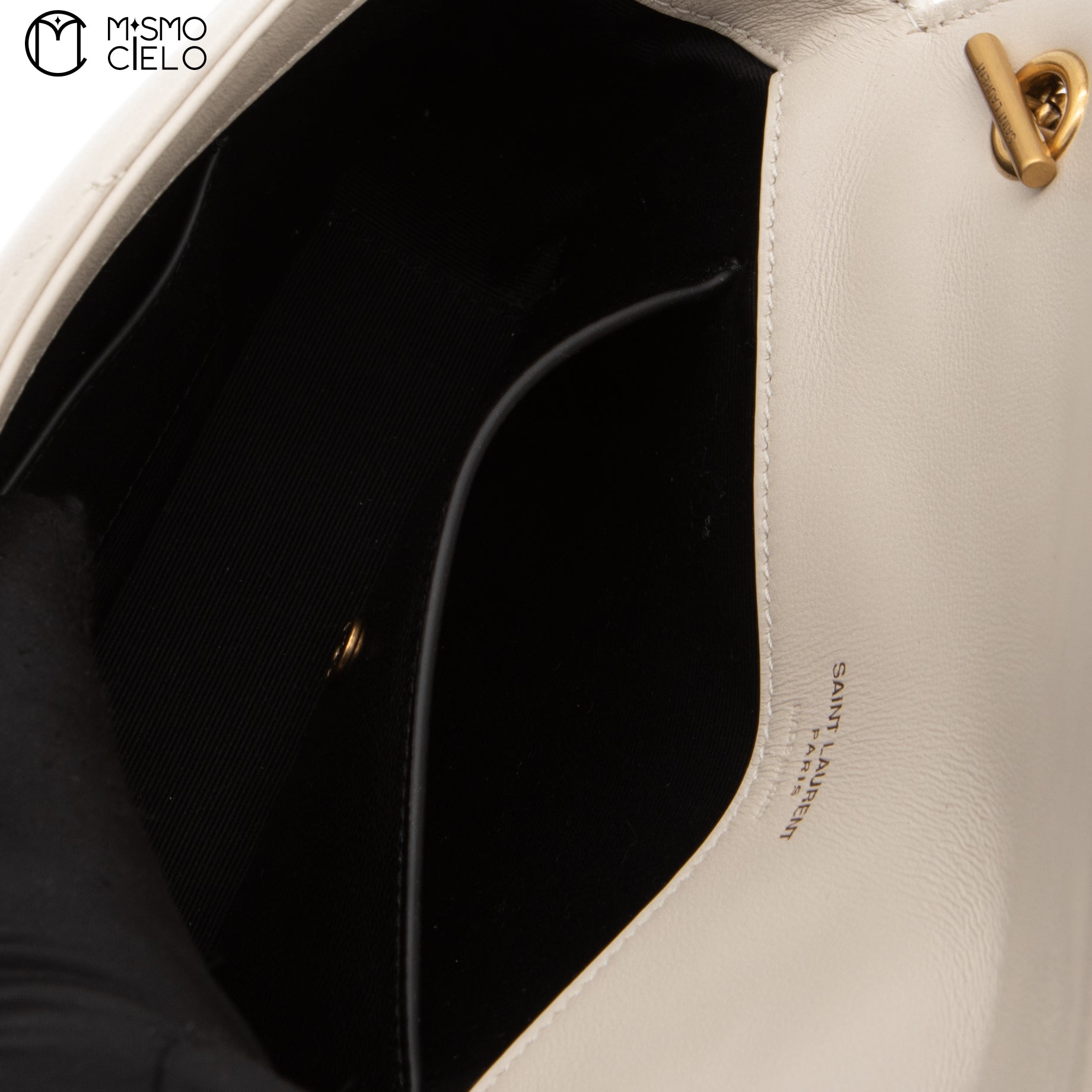 White Lulu Leather V-Stitch Chain Shoulder