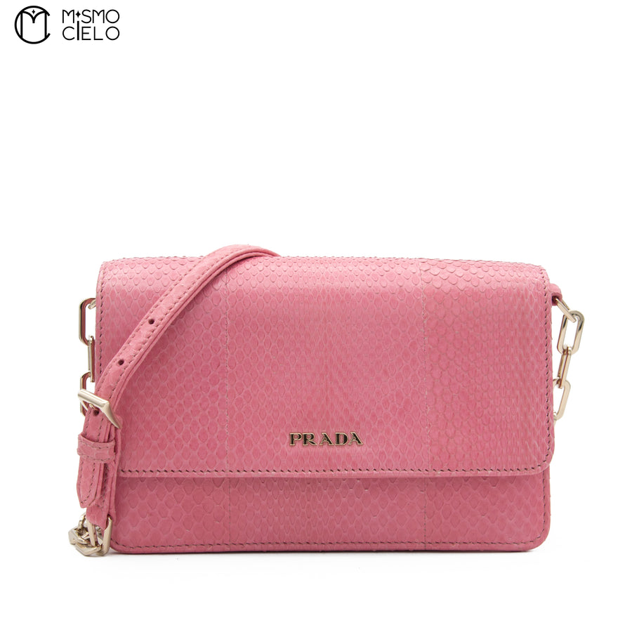 Pink Python Shoulder Bag
