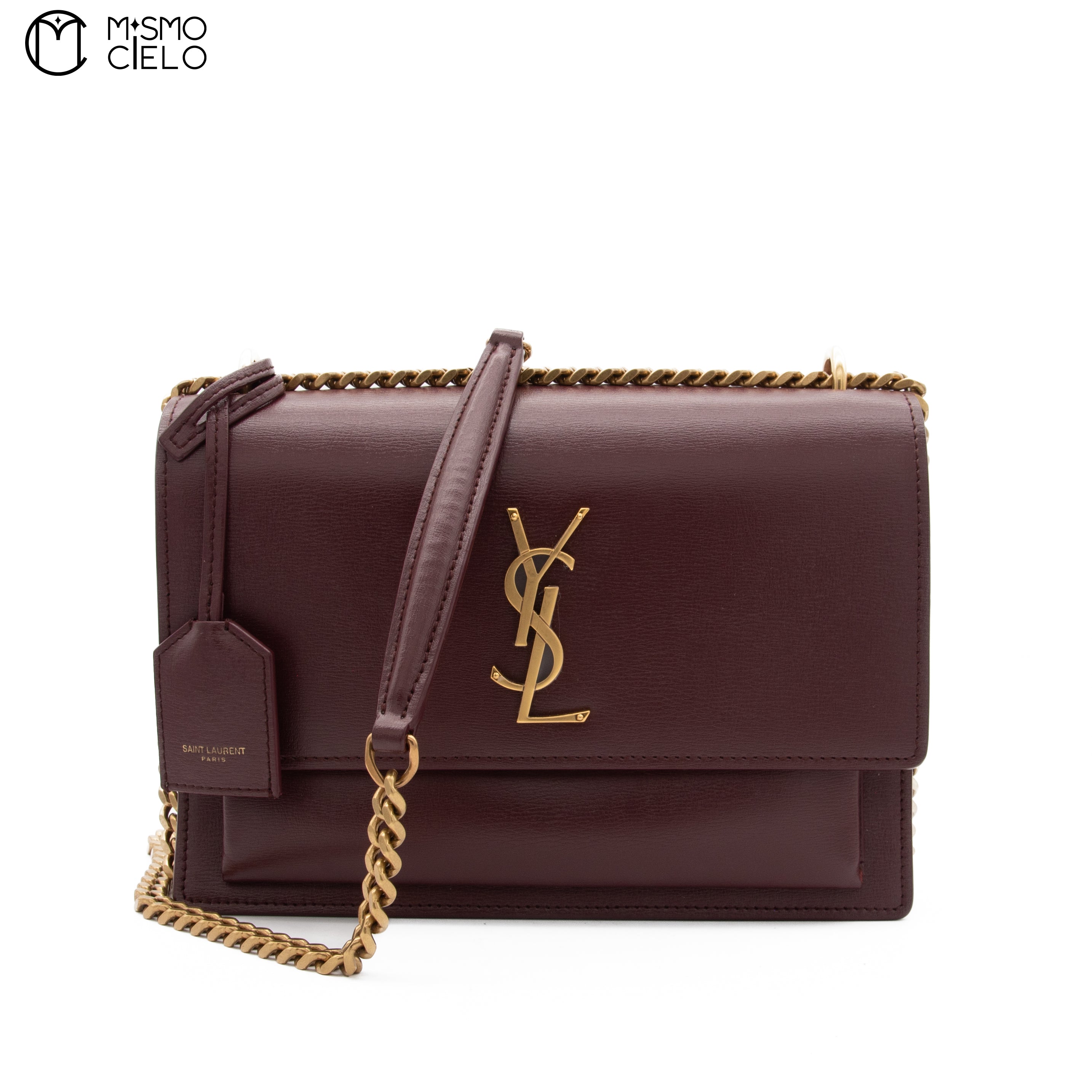 Burgundy Sunset Chain Leather Bordeaux Shoulder Bag