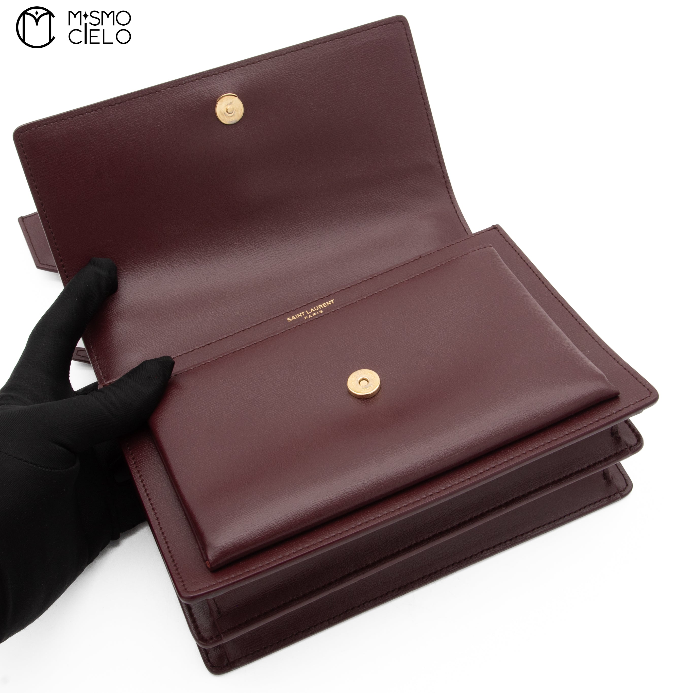 Burgundy Sunset Chain Leather Bordeaux Shoulder Bag