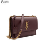 Burgundy Sunset Chain Leather Bordeaux Shoulder Bag