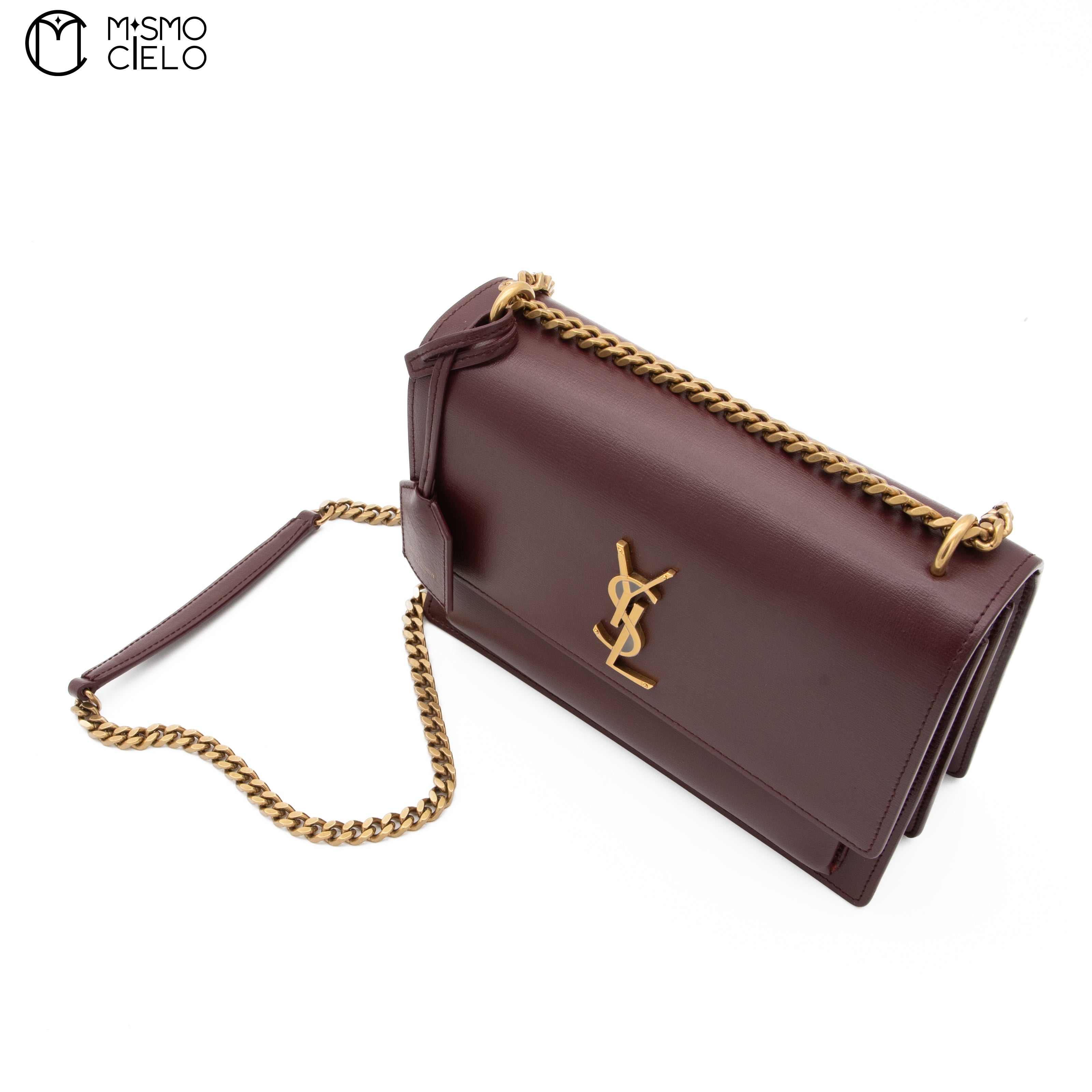 Burgundy Sunset Chain Leather Bordeaux Shoulder Bag