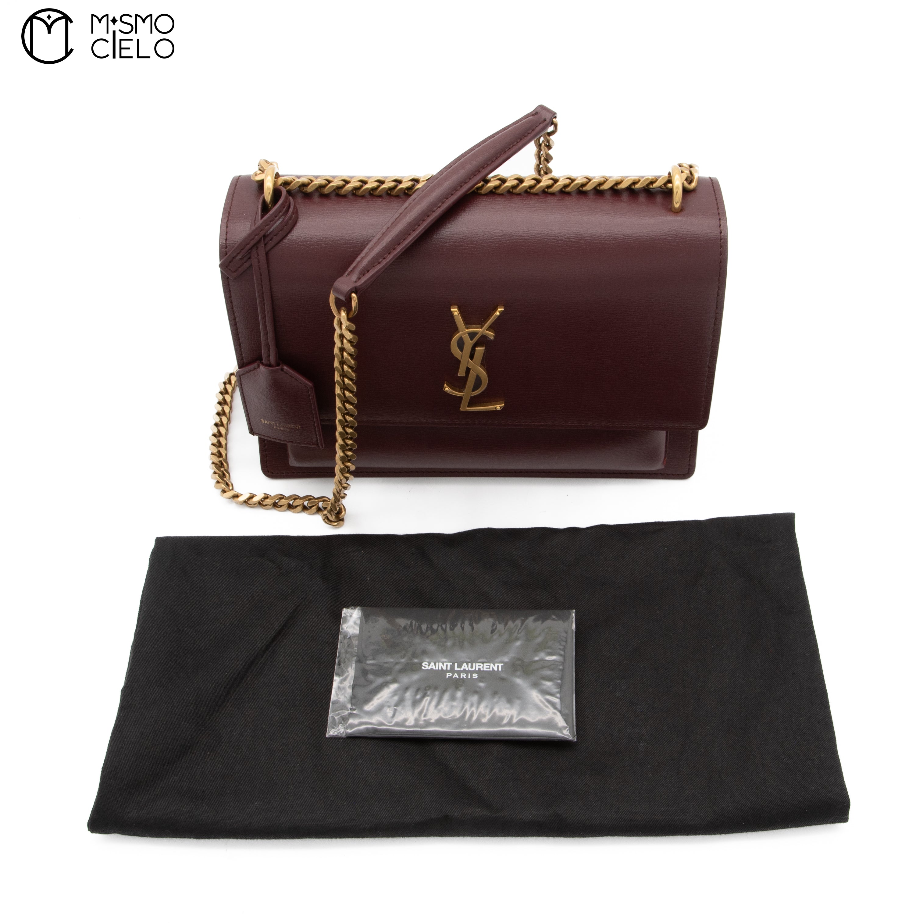 Burgundy Sunset Chain Leather Bordeaux Shoulder Bag