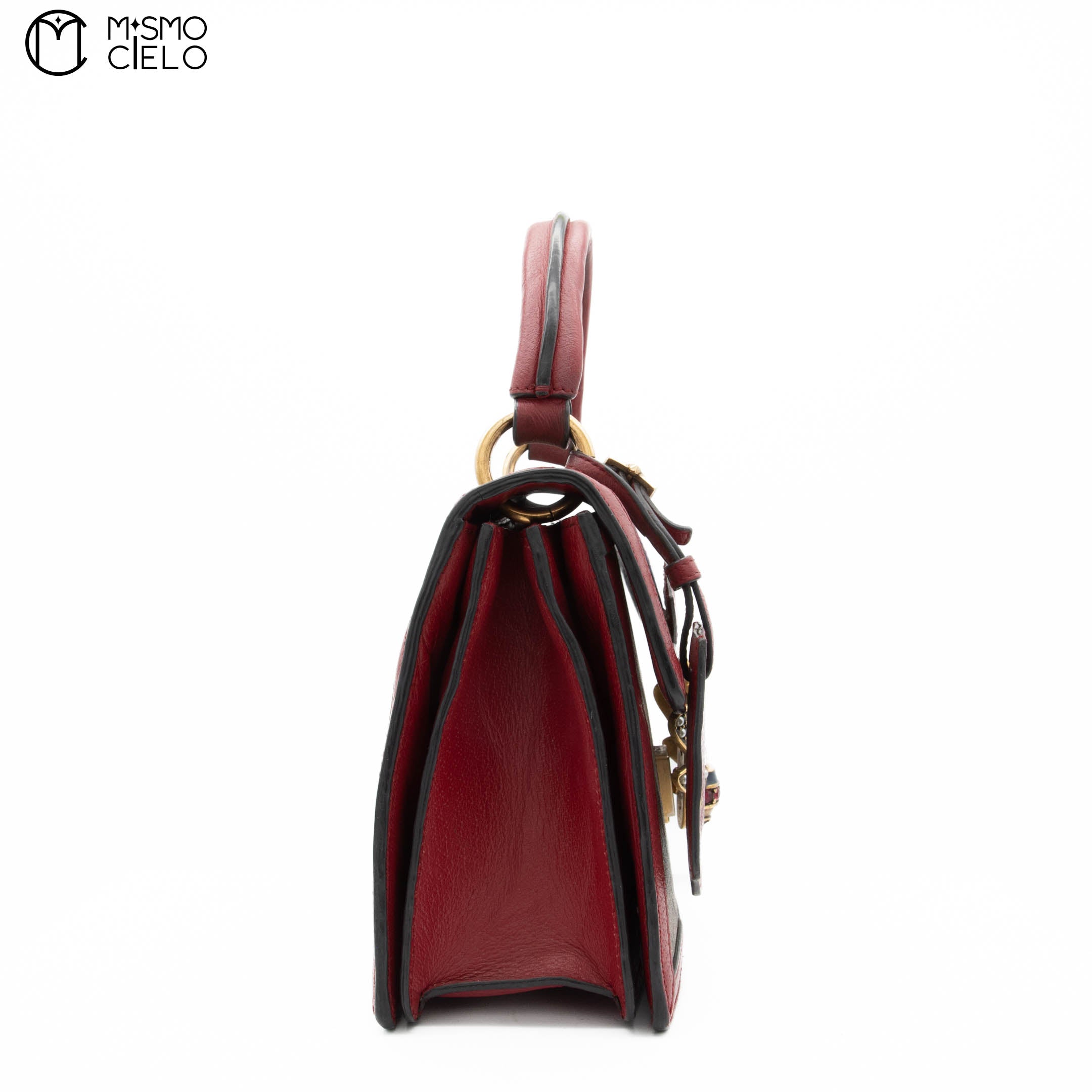 Blue Red GG Check Queen Margaret Bee Hand Bag with Strap
