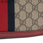 Blue Red GG Check Queen Margaret Bee Hand Bag with Strap