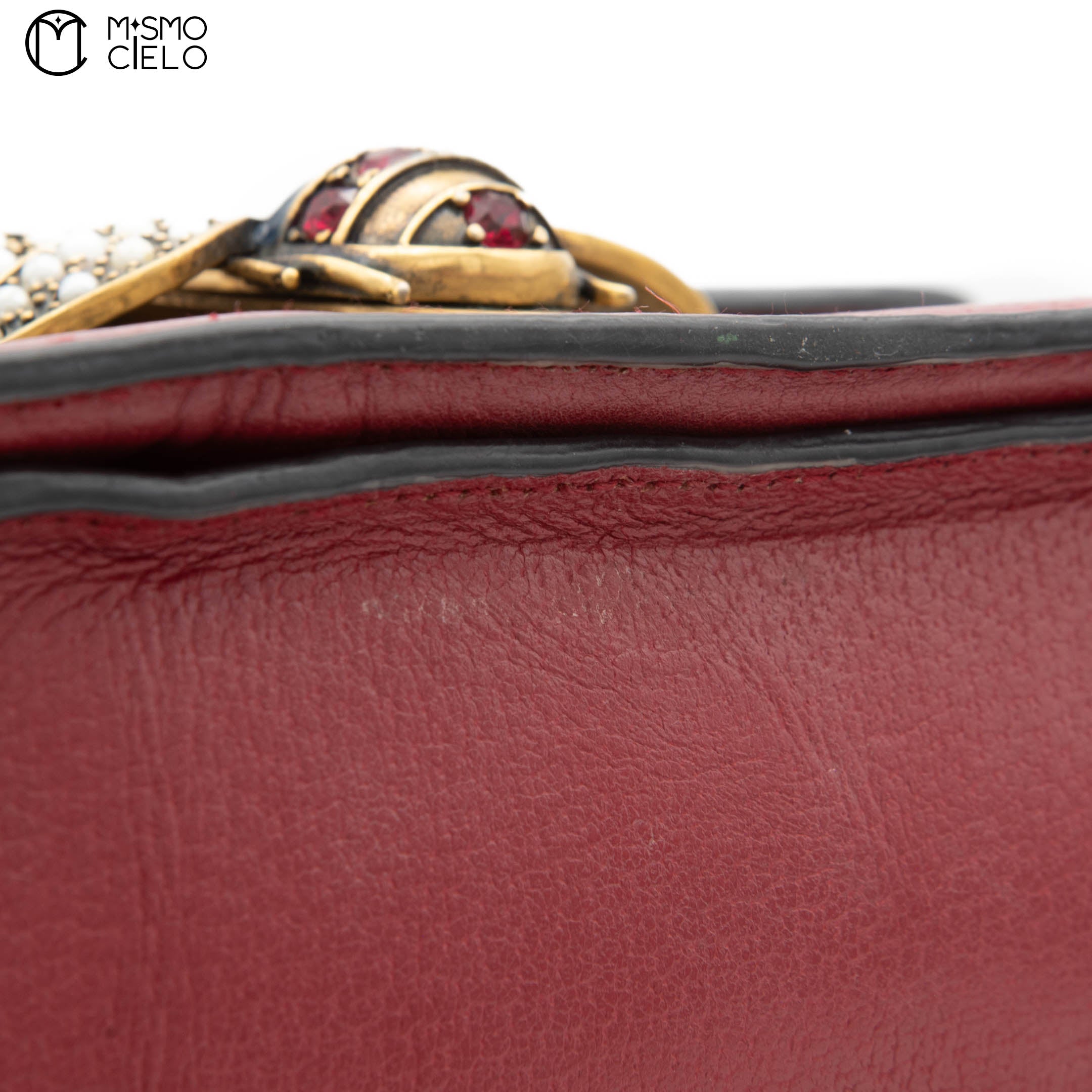 Blue Red GG Check Queen Margaret Bee Hand Bag with Strap