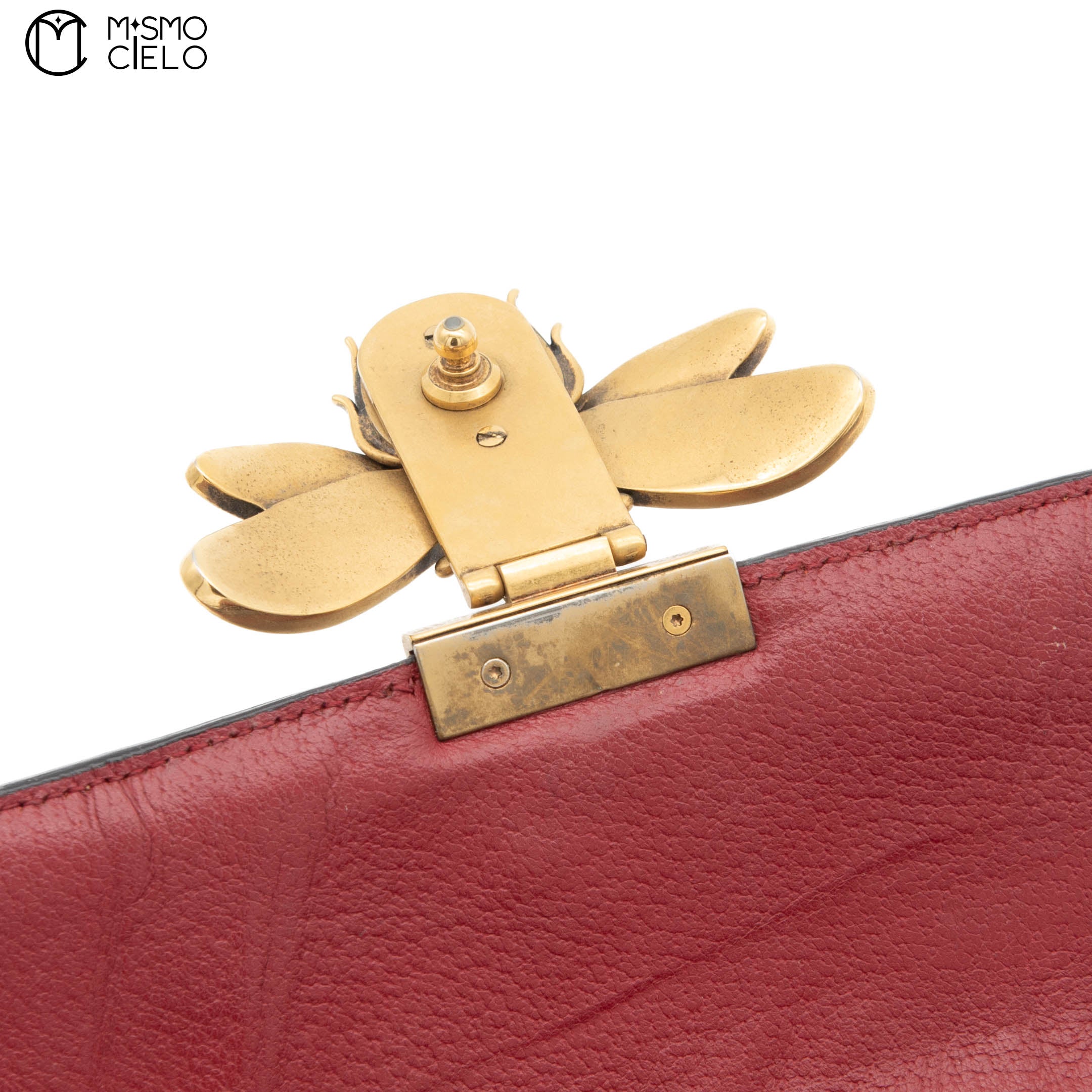 Blue Red GG Check Queen Margaret Bee Hand Bag with Strap