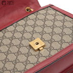 Blue Red GG Check Queen Margaret Bee Hand Bag with Strap