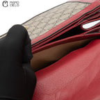 Blue Red GG Check Queen Margaret Bee Hand Bag with Strap