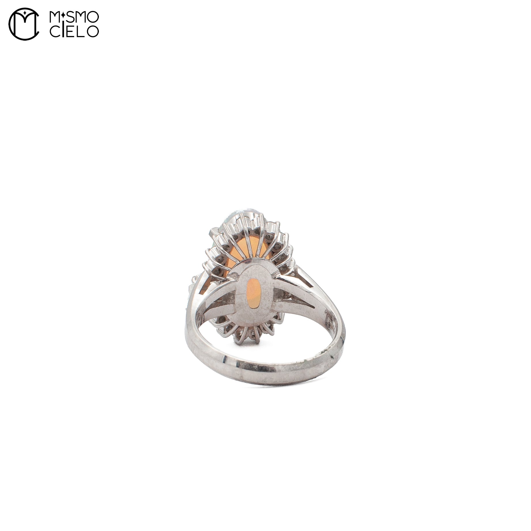 Platinum 900 Opal and Diamond Ring 10.3g Size 13