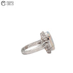 Platinum 900 Opal and Diamond Ring 10.3g Size 13
