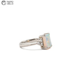 900Pt Opal and Diamond Ring 6.9g Size 9