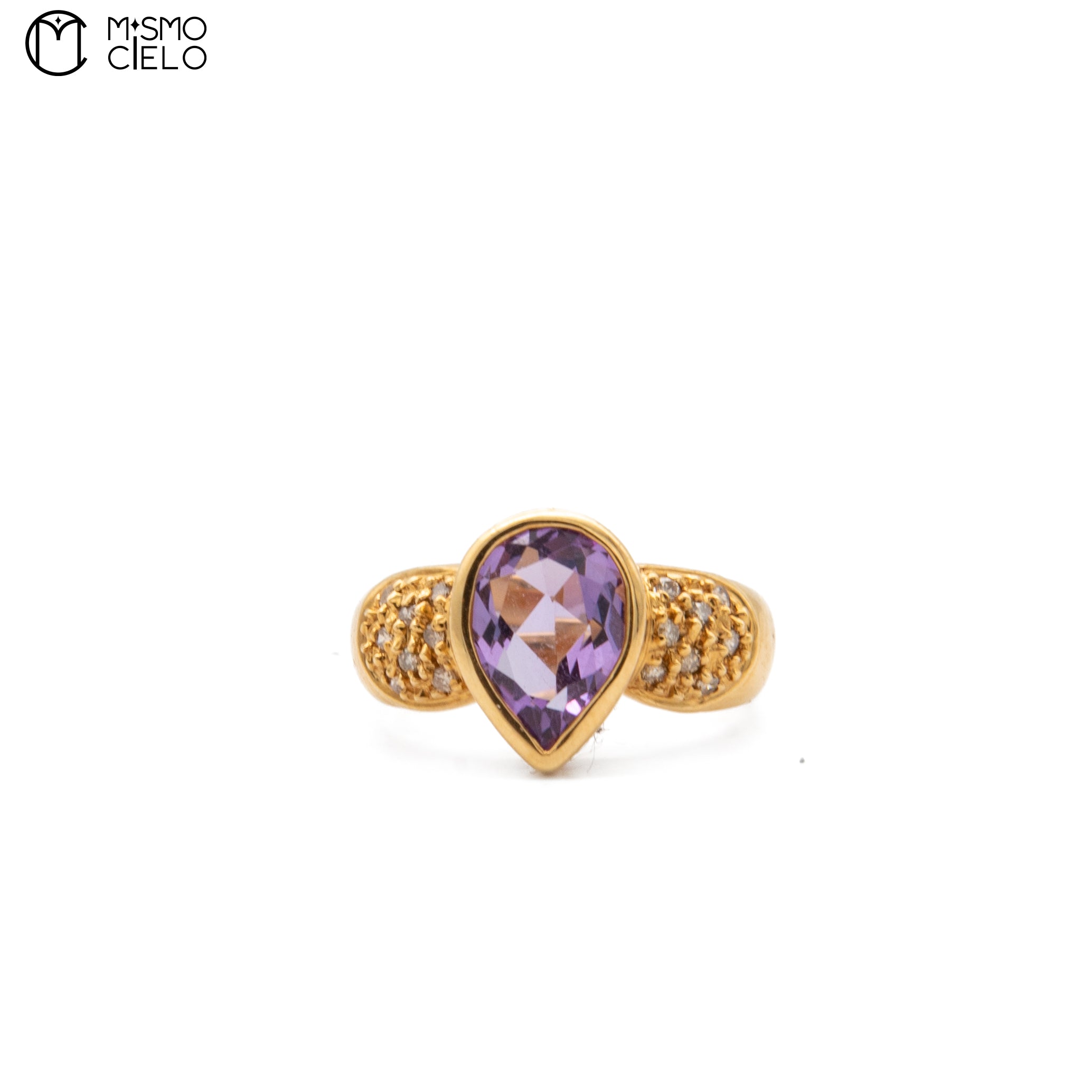 18ct Gold Amethyst and Diamond Ring 5.3g Size 12