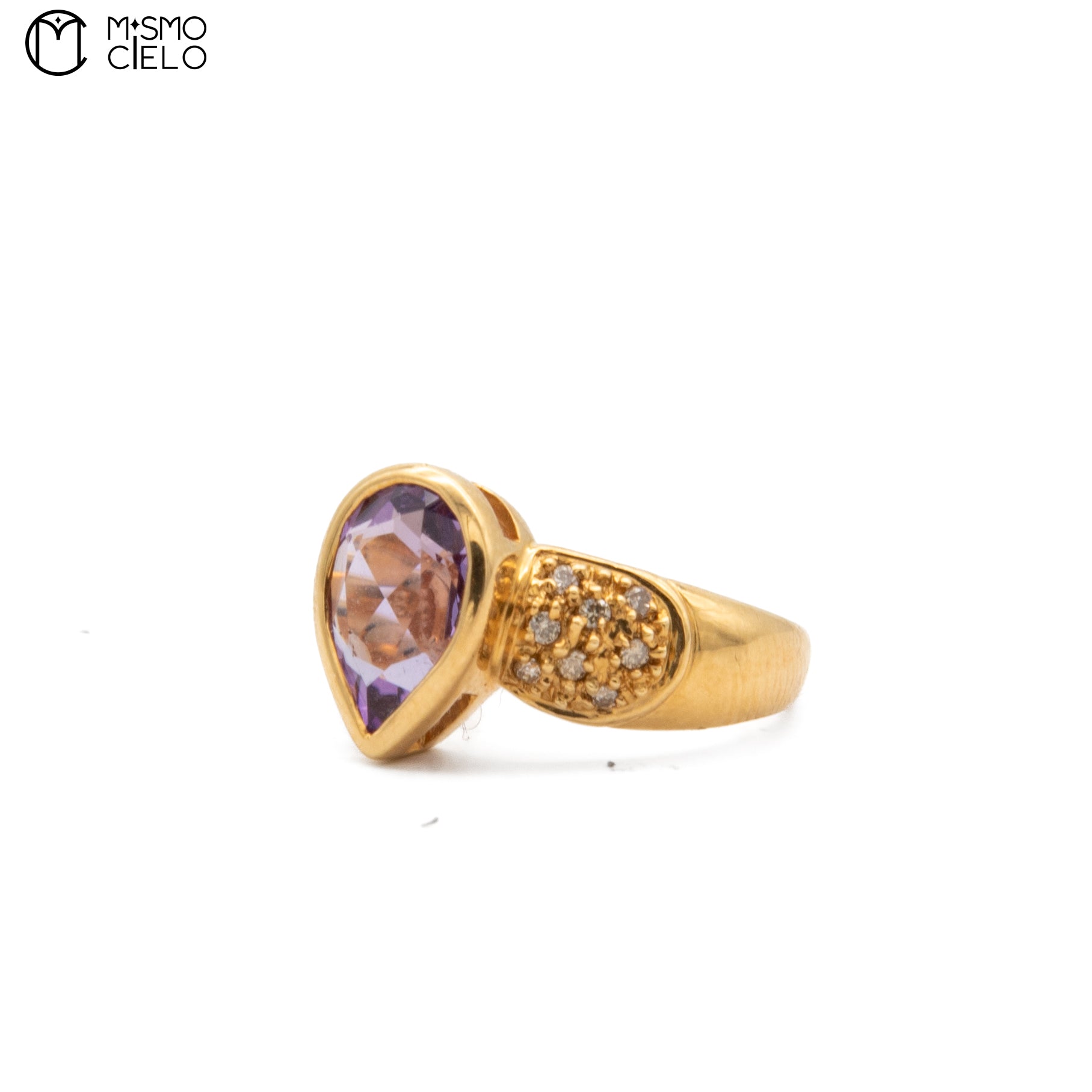 18ct Gold Amethyst and Diamond Ring 5.3g Size 12