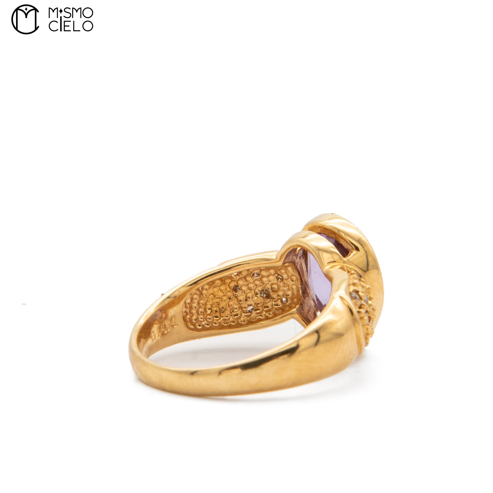 18ct Gold Amethyst and Diamond Ring 5.3g Size 12