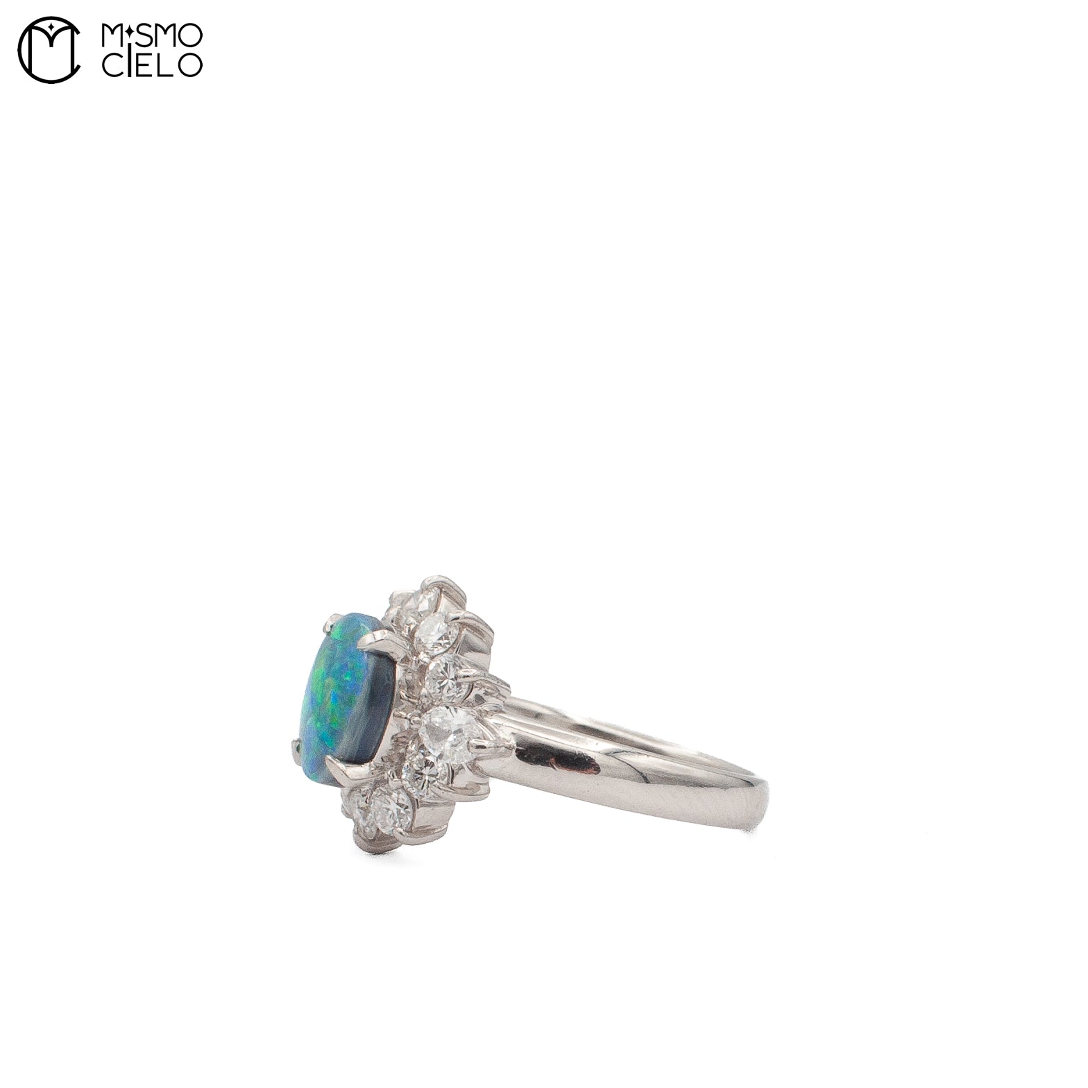 Platinum 900 Opal and Diamond Ring 8.9g Size 14
