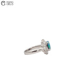 Platinum 900 Opal and Diamond Ring 8.9g Size 14