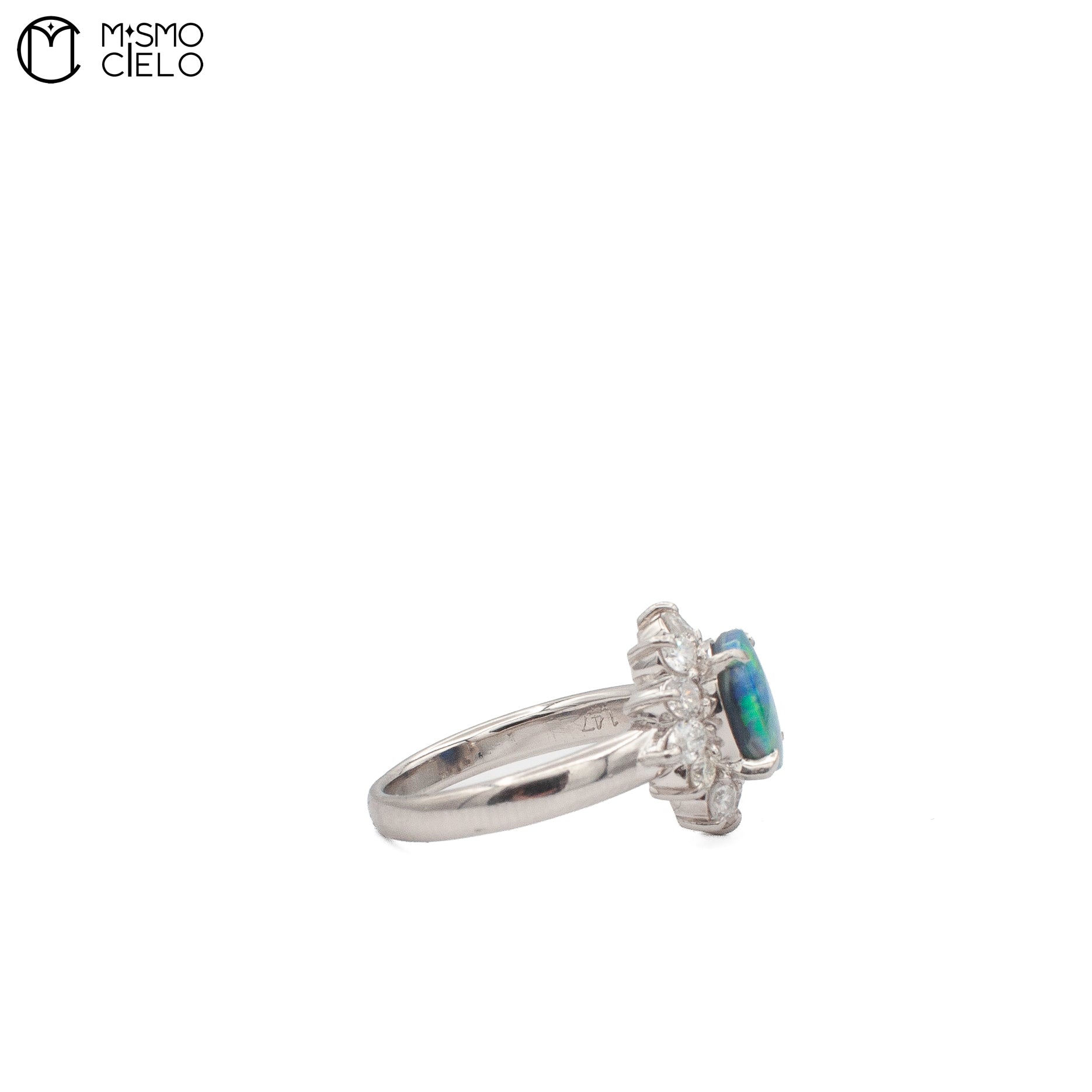 Platinum 900 Opal and Diamond Ring 8.9g Size 14