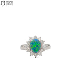 Platinum 900 Opal and Diamond Ring 8.9g Size 14