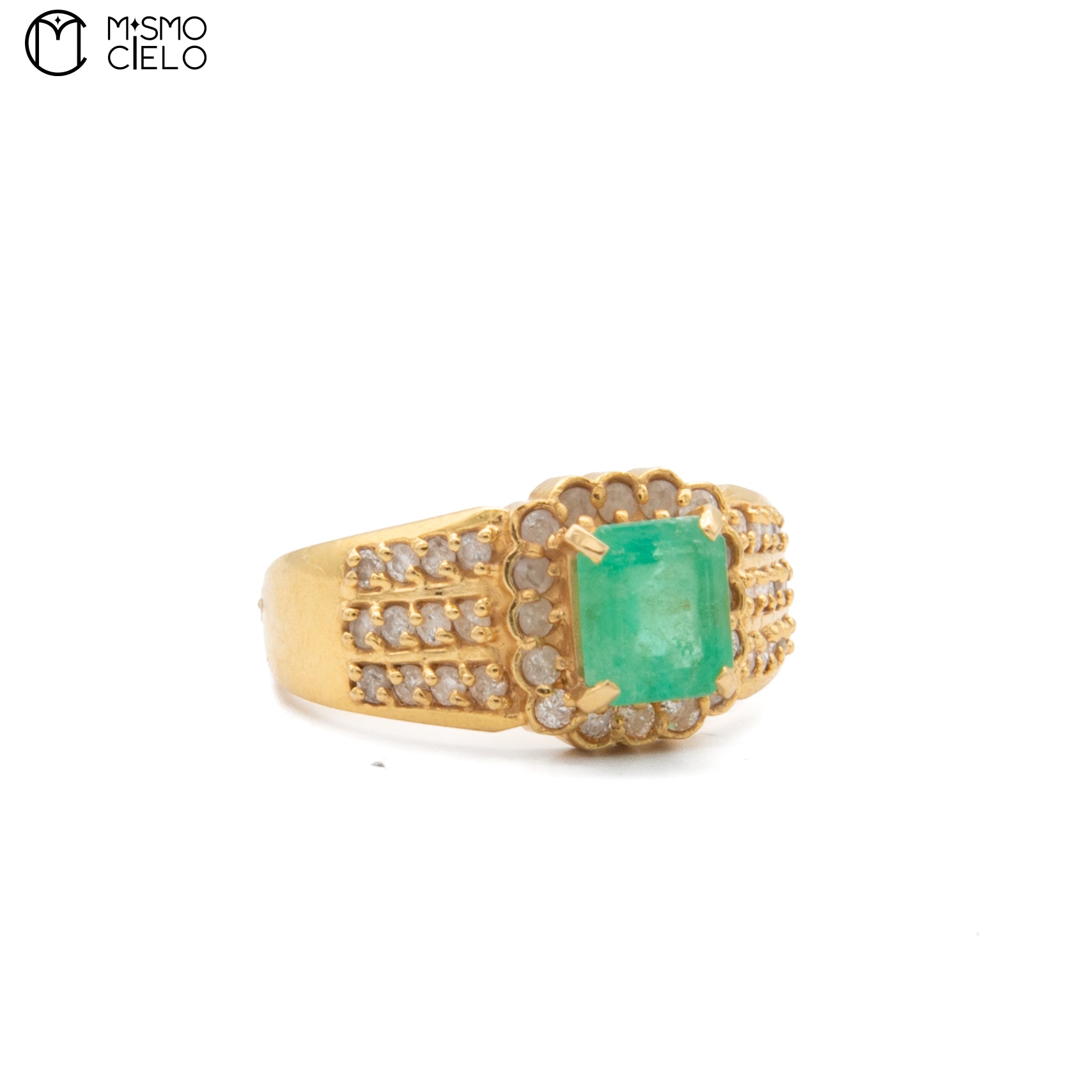 18ct Emerald and Diamond 6.0g Ring Size 17