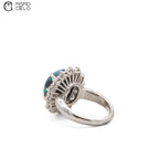 900Pt Black Opal and 1.5ct Diamond Ring 14.6g Size 12 #