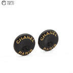 1997 Logo Print Black x Gold Tone Clip-on Earrings