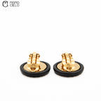1997 Logo Print Black x Gold Tone Clip-on Earrings