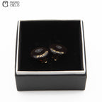 1997 Logo Print Black x Gold Tone Clip-on Earrings