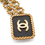 Rectangle Leather Coco Mark Chain Belt