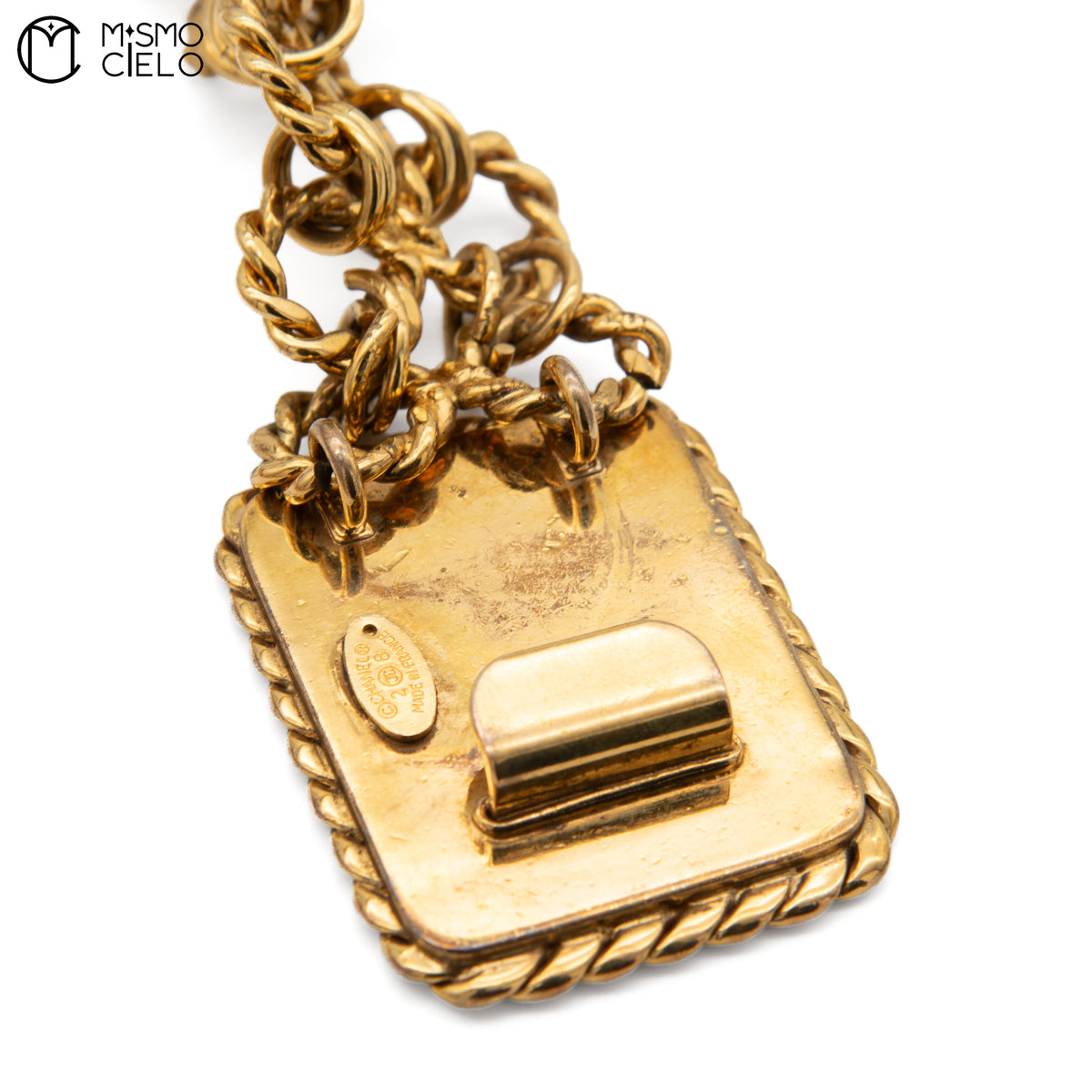 Rectangle Leather Coco Mark Chain Belt