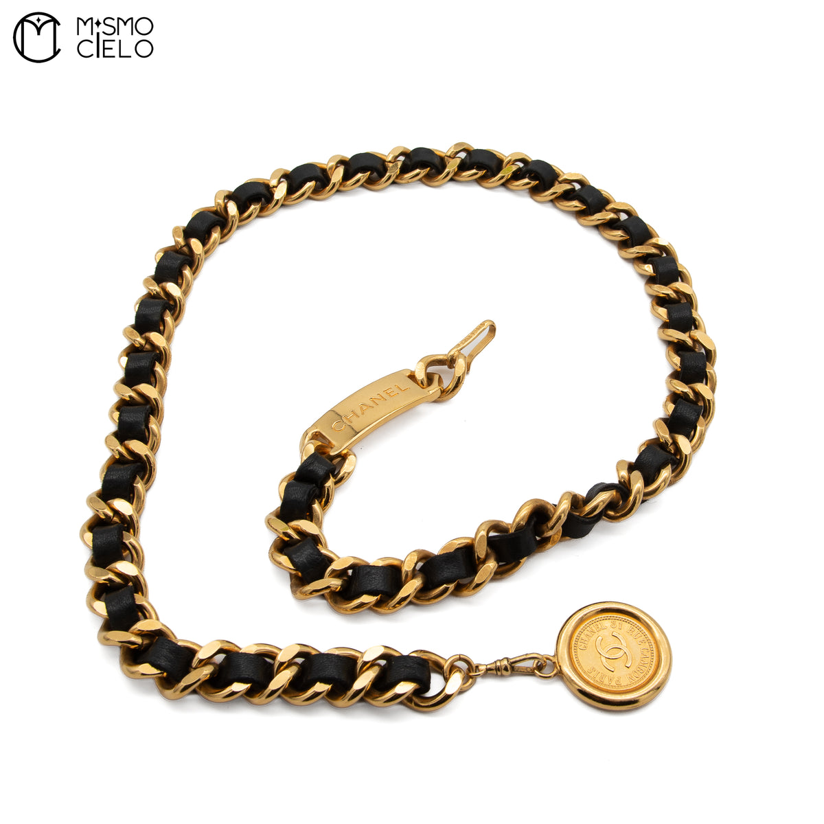 Coco Mark Leather Chain Belt