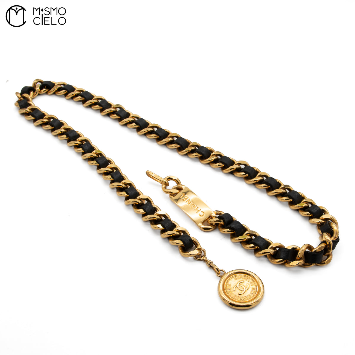 Coco Mark Leather Chain Belt